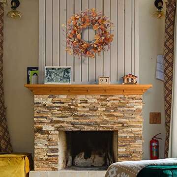 YNYLCHMX 18” Fall Wreath Autumn Wreath Eucalyptus Leaves for Front Door Outside Thanksgiving Fall Front Door Wreath Farmhouse Wreath Fall Outdoor Wreaths for Front Door Decoration