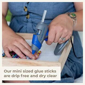 Mini Hot Glue Gun Kit - 25W Small Size Stand up High Temp Hot Melt GlueGun Set with 10 Mini Glue Gun Sticks for Glue Gun, Fine Tip Adhesive Silicone Glue Gun, Craft HotGlueGun by Chandler Tool (Blue)
