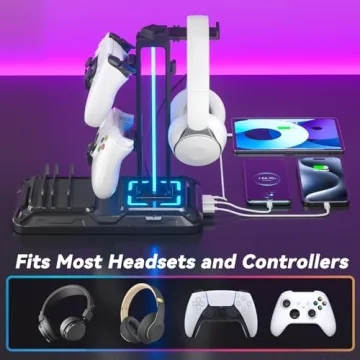 KDD Gaming Headset Stand - 9 Light Modes & USB Ports