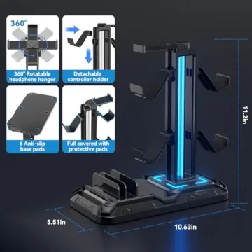 KDD Gaming Headset Stand - 9 Light Modes & USB Ports