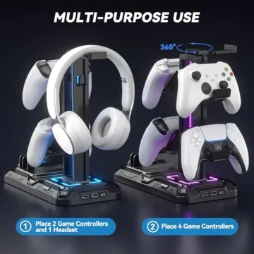KDD Gaming Headset Stand - 9 Light Modes & USB Ports
