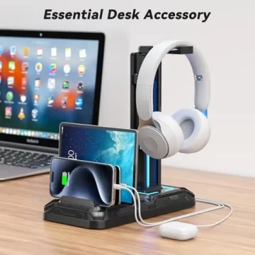 KDD Gaming Headset Stand - 9 Light Modes & USB Ports