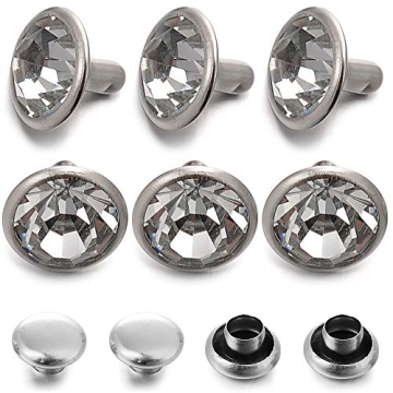 200 Sets CZ White Clear Crystal Rivets for DIY Leather-Craft and Garment (10 MM)