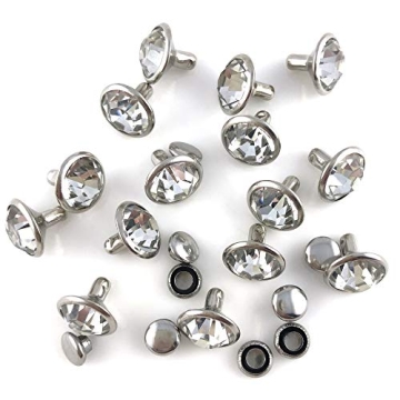 200 Sets CZ White Clear Crystal Rivets for DIY Leather Craft