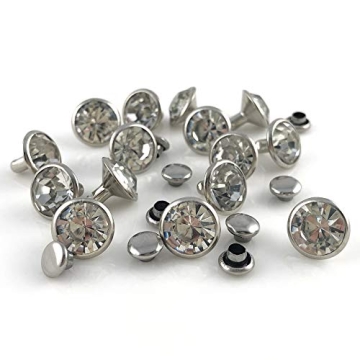 200 Sets CZ White Clear Crystal Rivets for DIY Leather Craft