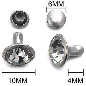 200 Sets CZ White Clear Crystal Rivets for DIY Leather Craft