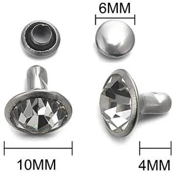 200 Sets CZ White Clear Crystal Rivets for DIY Leather Craft