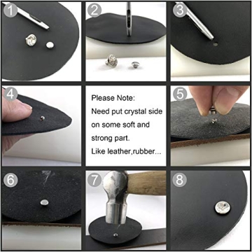 200 Sets CZ White Clear Crystal Rivets for DIY Leather Craft