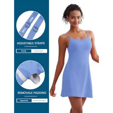 Sexy Women Tennis Dress with Built-In Shorts & Pockets