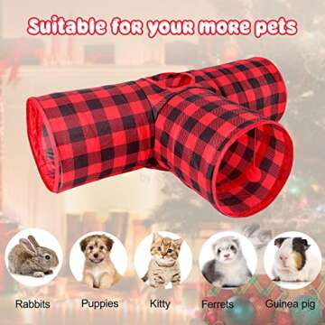 BWOGUE Bunny Tunnels & Tubes Collapsible 3 Way Bunny Hideout Small Animal Activity Tunnel Toys for Dwarf Rabbits Bunny Guinea Pigs Kitty