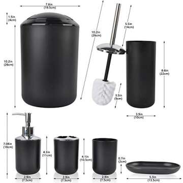 CERBIOR Bathroom Accessories Set 6 Piece Bath Ensemble Includes Soap Dispenser, Toothbrush Holder, T...