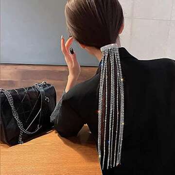 Bling Rhinestones Crystal Long Chain Tassel Ponytail Hair Accessories Party Gifts Hair Clip Hairpin ...