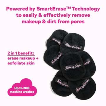 The Original MakeUp Eraser, 7-Day Set, Erase All Makeup With Just Water, Including Waterproof Mascara, Eyeliner, Foundation, Lipstick, Sunscreen, and More! Chic Black, 7ct.