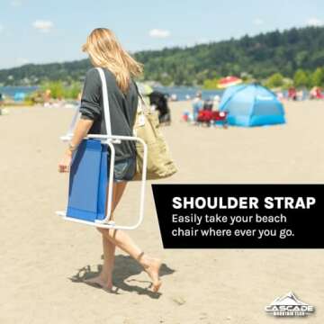 Cascade Mountain Tech Low Profile Beach Chair, One Size, Blue