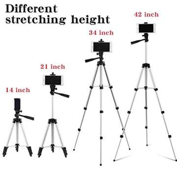 Shuzhu Tripod 3-Way Aluminum Portable Camera Stand Light Weight Travel Universal Smartphone Holder with Carrying Case for Cell Phone12 11 7 8 Plus XR Xs Max X Desktop Support…