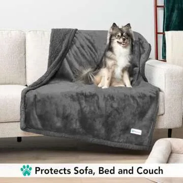 PetAmi Dog Blanket for Bed, XL Pet Blanket Large Dogs, Fleece Furniture Couch Cover Protector Sofa Car Crate Kennel, Soft Sherpa Cat Throw Plush Reversible Washable, Twin 60x80 Solid Dark Gray