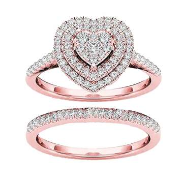 Fashion Luxury Zircon Engagement Wedding Rings in Rose Gold