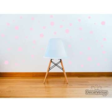 Set of 100 (Baby Pink) Vinyl Wall Decals - Assorted Polka Dots Stickers - Removable Adhesive Safe on...