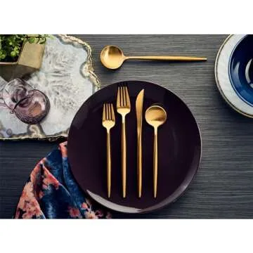 Hampton Forge Zephyr Satin Gold 18/0 20Pc, 3.05 LB, Metallic