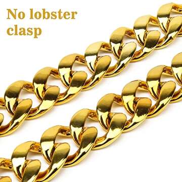 Catcan Hip Hop Chunky Gold Chain 2 Pack, 32 Inch Plastic Gold Necklace 80s 90s Punk Turnover Necklace Men Costume Accessory for Party Costume Class Bar (gold)