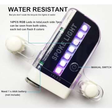 Bike Wheel Lights (2 Pack) - Waterproof LED Bicycle Spoke Lights Safety Tire Lights - Great Gift for Kids Adults - 30 Different Patterns Change - Bike Accessories - Black