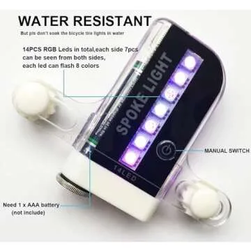 Bike Wheel Lights (2 Pack) - Waterproof LED Bicycle Spoke Lights Safety Tire Lights - Great Gift for Kids Adults - 30 Different Patterns Change - Bike Accessories - Black