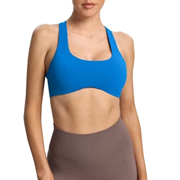 Aoxjox Women's Workout Sports Bras Fitness Backless Padded Define Sculpt Racerback Bra Yoga Crop Tan...