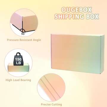 OUGEBOX 30 Pack 9x6x2 Colorful Shipping Boxes Medium, Mailing Cardboard Boxes for Packaging Small Business Waterproof