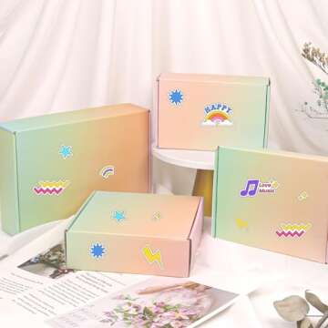 OUGEBOX 30 Pack 9x6x2 Colorful Shipping Boxes Medium, Mailing Cardboard Boxes for Packaging Small Business Waterproof