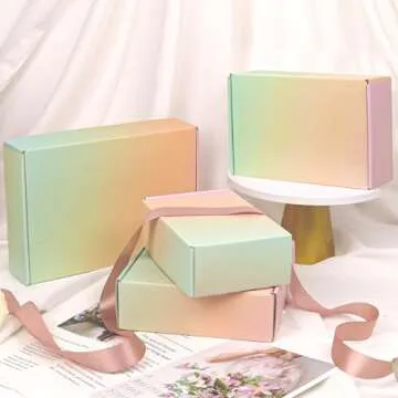 OUGEBOX 30 Pack 9x6x2 Colorful Shipping Boxes Medium, Mailing Cardboard Boxes for Packaging Small Business Waterproof