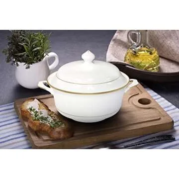 Bone China Soup Tureen Set with Lid - Elegant Serveware