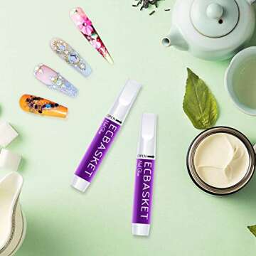 Nail Glue for Acrylic Nails - Nail Glue for Press on Nails 10Pcs Adhesive Super Bond for Fake Nails Tips ECBASKET Professional Nail Glue for Artifical False Nails Long Lasting 0.07oz/pcs