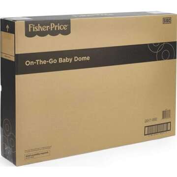 Fisher-Price Portable Bassinet On-The-Go Baby Dome, Travel Play Space with Developmental Newborn Toy...