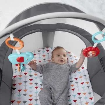 Fisher-Price Portable Bassinet On-The-Go Baby Dome, Travel Play Space with Developmental Newborn Toys & Canopy, Arrows Away