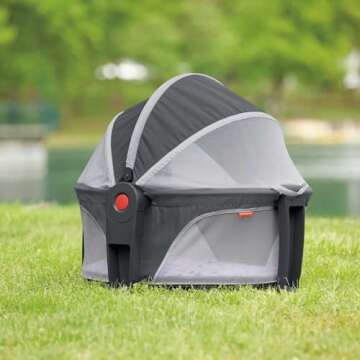 Fisher-Price Portable Bassinet On-The-Go Baby Dome, Travel Play Space with Developmental Newborn Toys & Canopy, Arrows Away