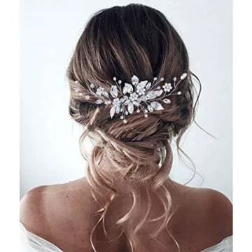 Gorais Leaf Bride Wedding Hair Comb Elegant Pearl Accessories