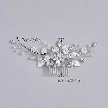 Gorais Leaf Bride Wedding Hair Comb Elegant Pearl Accessories