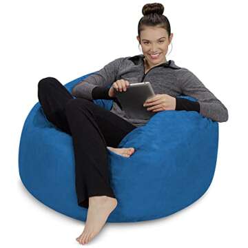 Sofa Sack Bean Bag Chair - Plush, Ultra Soft - Memory Foam Bean Bag Chair with Microsuede Cover - St...