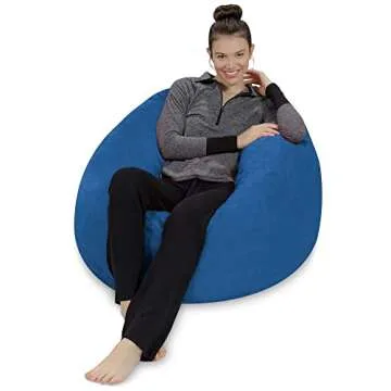 Sofa Sack Bean Bag Chair - Plush, Ultra Soft - Memory Foam Bean Bag Chair with Microsuede Cover - Stuffed Foam Filled Furniture and Accessories for Dorm Room 3 Feet - French Blue