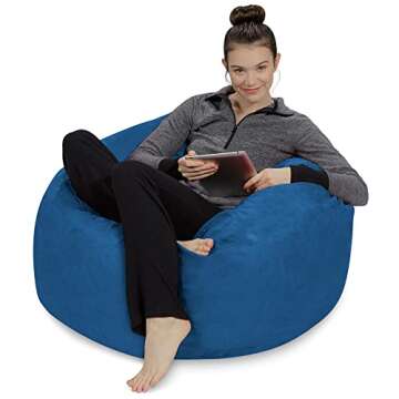 Sofa Sack Bean Bag Chair - Plush, Ultra Soft - Memory Foam Bean Bag Chair with Microsuede Cover - Stuffed Foam Filled Furniture and Accessories for Dorm Room 3 Feet - French Blue