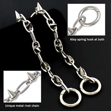 VIQWYIC Halloween Shoe Charms Chain, Cool Punk Metal Shoe Chains Decoration Rivets Style Shoe Charms for Sandals Clog Party Favors