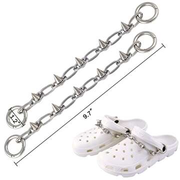 VIQWYIC Halloween Shoe Charms Chain, Cool Punk Metal Shoe Chains Decoration Rivets Style Shoe Charms for Sandals Clog Party Favors
