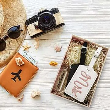 2 pcs Mr and Mrs Luggage Tags Set, Honeymoon Essentials Gifts Honeymoon Sand Keepsake just Married Luggage Tags Travel with Sand Keepsake Jar for Couples Wedding Bridal Shower Gifts(Sweet Patterns)