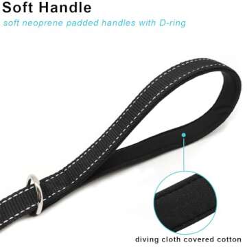 YUCFOREN 5-7FT Reflective Bungee Dog Leash - Shock Absorption & Anti-Pull Design for Dogs