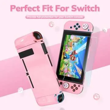 Younik Switch Carrying Case, 16 in 1 Switch Case Accessories Pink for Switch Original Model Includes Switch Travel Case Girls, Protective Case Cover, Screen Protector, Switch Game Case and More