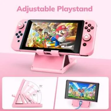 Younik Switch Carrying Case, 16 in 1 Switch Case Accessories Pink for Switch Original Model Includes Switch Travel Case Girls, Protective Case Cover, Screen Protector, Switch Game Case and More