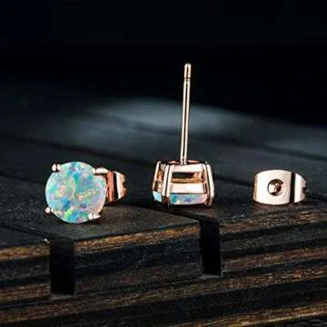 Rose Gold Opal Stud Earrings | Unique Gift for All