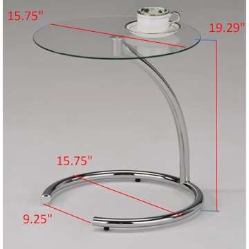 Kings Brand Furniture - Chrome with Glass Modern Accent Side End Table