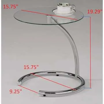 Kings Brand Furniture - Chrome with Glass Modern Accent Side End Table