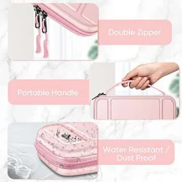 FINTIE Carrying Case for Nintendo Switch OLED Model 2021/Switch 2017, [Shockproof] Hard Shell Protective Cover Travel Bag with 10 Game Card Slots & Inner Pocket, Rose Gold